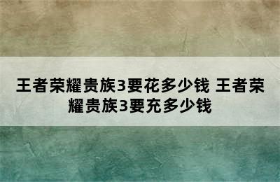 王者荣耀贵族3要花多少钱 王者荣耀贵族3要充多少钱